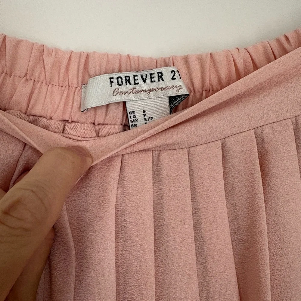 Vintage Forever 21 Peach A-Line Pleated Flowy Maxi Midi Dressy Skirt - Picture 2 of 3